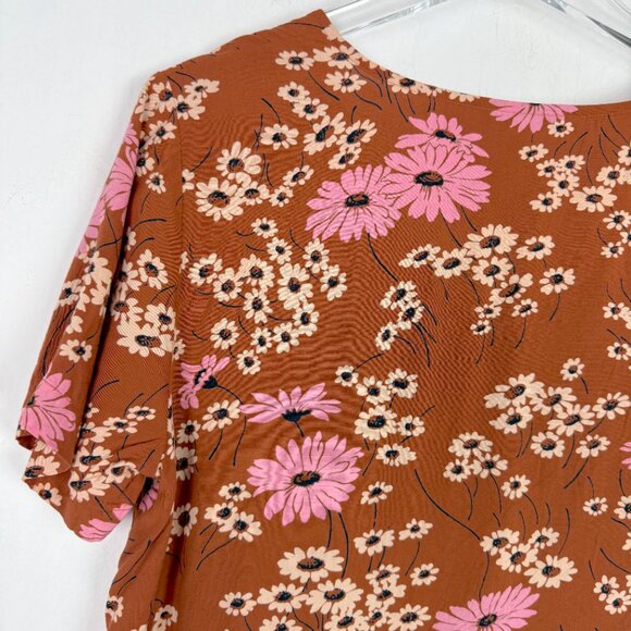Madewell Novel Tie-Front Top in Hillside Daisies Burnt Clay Size Small S - Picture 10 of 12
